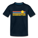 Charleston, South Carolina Youth T-Shirt - Retro Sunrise Youth Charleston Tee - deep navy