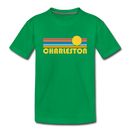 Charleston, South Carolina Youth T-Shirt - Retro Sunrise Youth Charleston Tee - kelly green
