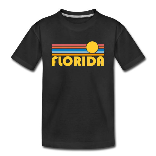 Florida Youth T-Shirt - Retro Sunrise Youth Florida Tee - black