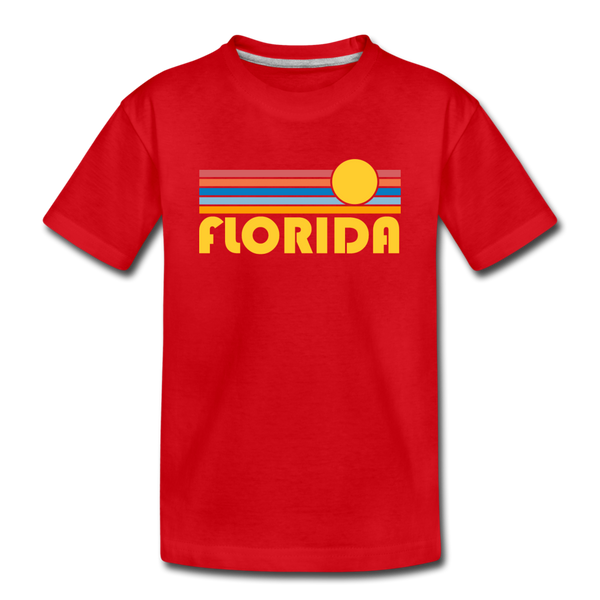 Florida Youth T-Shirt - Retro Sunrise Youth Florida Tee - red