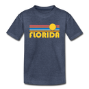 Florida Youth T-Shirt - Retro Sunrise Youth Florida Tee - heather blue