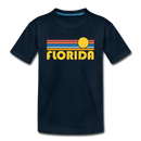 Florida Youth T-Shirt - Retro Sunrise Youth Florida Tee - deep navy