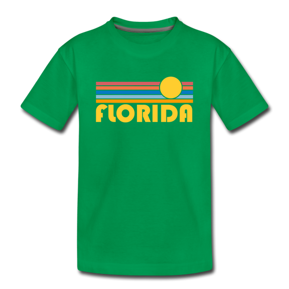 Florida Youth T-Shirt - Retro Sunrise Youth Florida Tee - kelly green