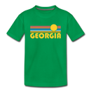 Georgia Youth T-Shirt - Retro Sunrise Youth Georgia Tee - kelly green