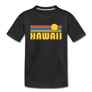 Hawaii Youth T-Shirt - Retro Sunrise Youth Hawaii Tee - black