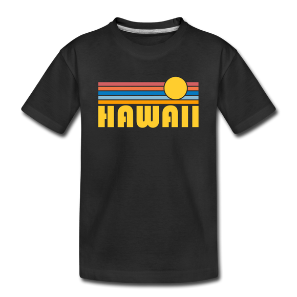 Hawaii Youth T-Shirt - Retro Sunrise Youth Hawaii Tee - black