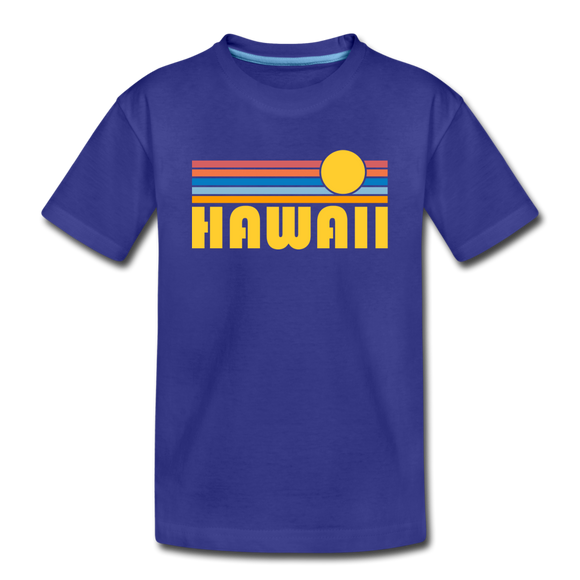 Hawaii Youth T-Shirt - Retro Sunrise Youth Hawaii Tee - royal blue