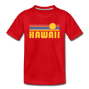 Hawaii Youth T-Shirt - Retro Sunrise Youth Hawaii Tee - red