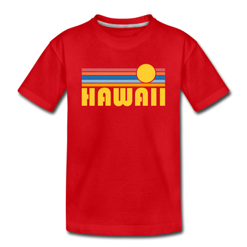 Hawaii Youth T-Shirt - Retro Sunrise Youth Hawaii Tee - red