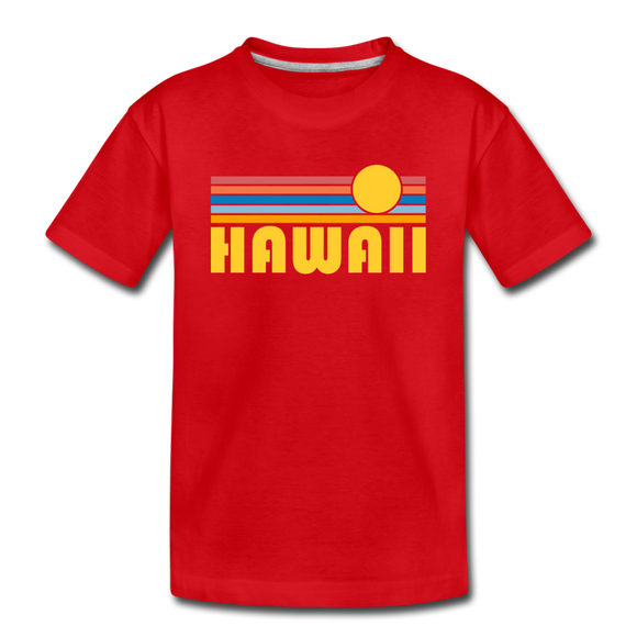 Hawaii Youth T-Shirt - Retro Sunrise Youth Hawaii Tee - red