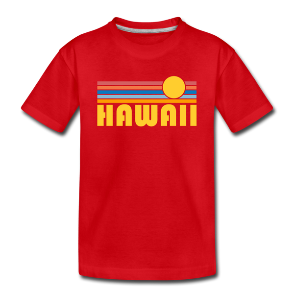 Hawaii Youth T-Shirt - Retro Sunrise Youth Hawaii Tee - red
