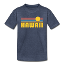 Hawaii Youth T-Shirt - Retro Sunrise Youth Hawaii Tee - heather blue