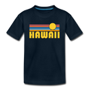 Hawaii Youth T-Shirt - Retro Sunrise Youth Hawaii Tee - deep navy