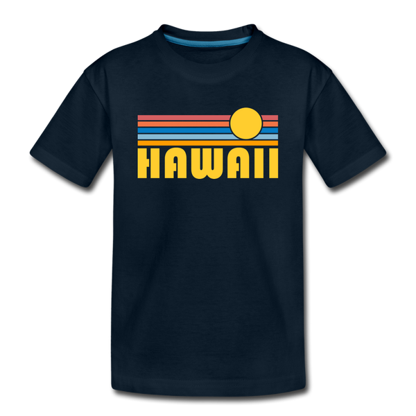 Hawaii Youth T-Shirt - Retro Sunrise Youth Hawaii Tee - deep navy