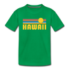Hawaii Youth T-Shirt - Retro Sunrise Youth Hawaii Tee - kelly green