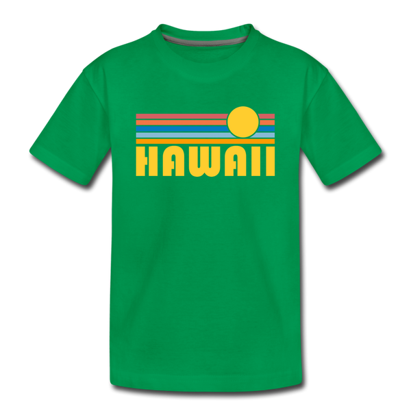 Hawaii Youth T-Shirt - Retro Sunrise Youth Hawaii Tee - kelly green