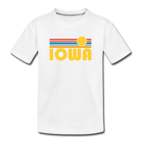 Iowa Youth T-Shirt - Retro Sunrise Youth Iowa Tee - white