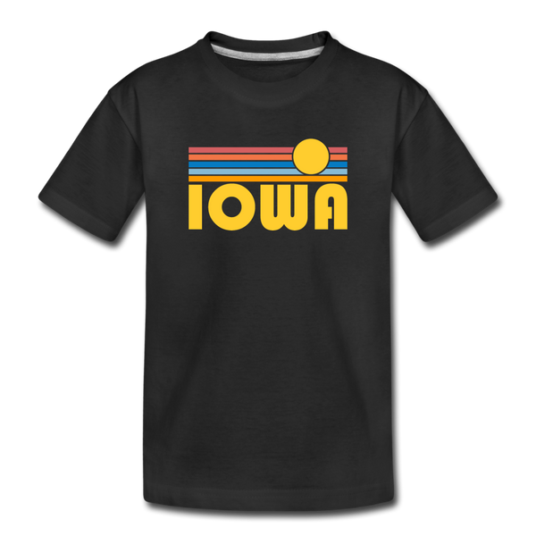 Iowa Youth T-Shirt - Retro Sunrise Youth Iowa Tee - black