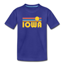 Iowa Youth T-Shirt - Retro Sunrise Youth Iowa Tee - royal blue