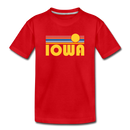 Iowa Youth T-Shirt - Retro Sunrise Youth Iowa Tee - red