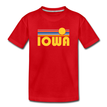 Iowa Youth T-Shirt - Retro Sunrise Youth Iowa Tee - red