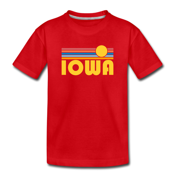 Iowa Youth T-Shirt - Retro Sunrise Youth Iowa Tee - red