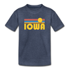 Iowa Youth T-Shirt - Retro Sunrise Youth Iowa Tee - heather blue