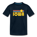 Iowa Youth T-Shirt - Retro Sunrise Youth Iowa Tee - deep navy