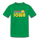 Iowa Youth T-Shirt - Retro Sunrise Youth Iowa Tee - kelly green
