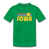 Iowa Youth T-Shirt - Retro Sunrise Youth Iowa Tee - kelly green