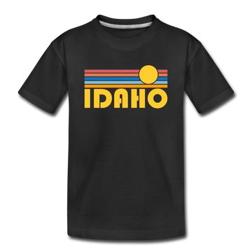 Idaho Youth T-Shirt - Retro Sunrise Youth Idaho Tee - black