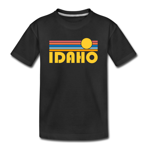 Idaho Youth T-Shirt - Retro Sunrise Youth Idaho Tee - black