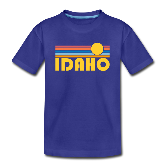 Idaho Youth T-Shirt - Retro Sunrise Youth Idaho Tee - royal blue