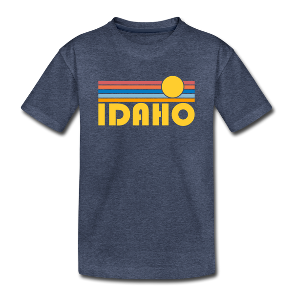 Idaho Youth T-Shirt - Retro Sunrise Youth Idaho Tee - heather blue