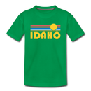 Idaho Youth T-Shirt - Retro Sunrise Youth Idaho Tee - kelly green