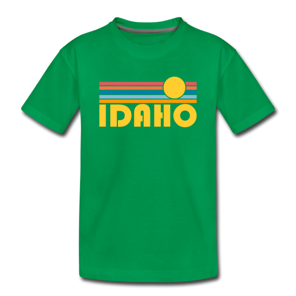 Idaho Youth T-Shirt - Retro Sunrise Youth Idaho Tee - kelly green