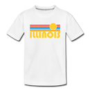 Illinois Youth T-Shirt - Retro Sunrise Youth Illinois Tee - white