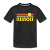 Illinois Youth T-Shirt - Retro Sunrise Youth Illinois Tee - black