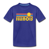 Illinois Youth T-Shirt - Retro Sunrise Youth Illinois Tee - royal blue