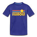 Illinois Youth T-Shirt - Retro Sunrise Youth Illinois Tee - royal blue