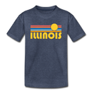 Illinois Youth T-Shirt - Retro Sunrise Youth Illinois Tee - heather blue