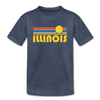 Illinois Youth T-Shirt - Retro Sunrise Youth Illinois Tee - heather blue