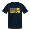 Illinois Youth T-Shirt - Retro Sunrise Youth Illinois Tee - deep navy