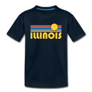 Illinois Youth T-Shirt - Retro Sunrise Youth Illinois Tee - deep navy