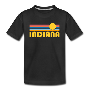 Indiana Youth T-Shirt - Retro Sunrise Youth Indiana Tee - black