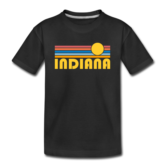 Indiana Youth T-Shirt - Retro Sunrise Youth Indiana Tee - black