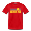 Indiana Youth T-Shirt - Retro Sunrise Youth Indiana Tee - red