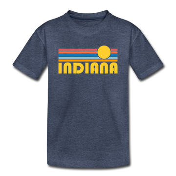 Indiana Youth T-Shirt - Retro Sunrise Youth Indiana Tee - heather blue