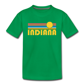 Indiana Youth T-Shirt - Retro Sunrise Youth Indiana Tee - kelly green