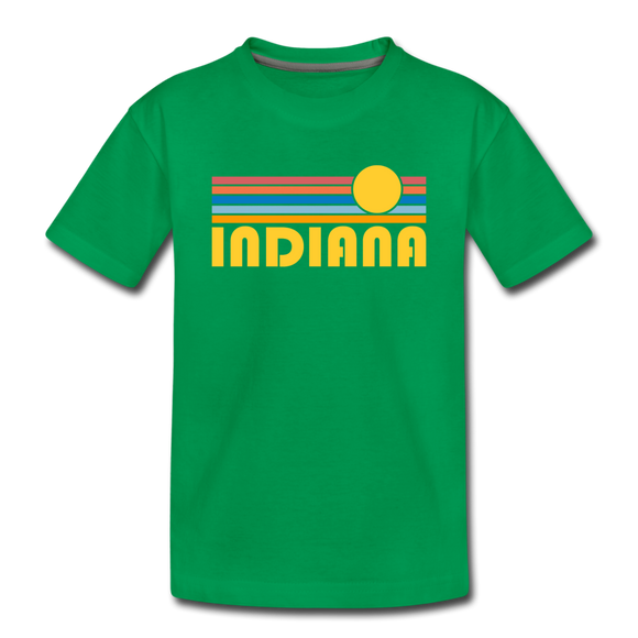 Indiana Youth T-Shirt - Retro Sunrise Youth Indiana Tee - kelly green